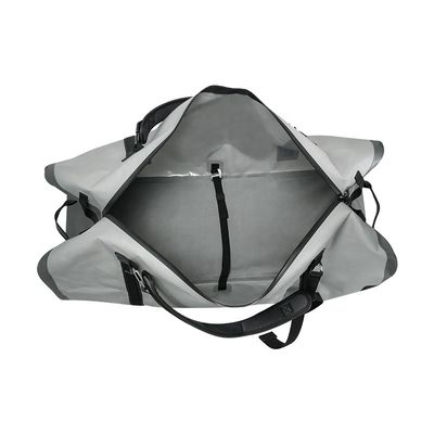 حقيبة من القماش الخشن مقاوم للماء سعة 120 لتر باللون الرمادي الفاتح للتخييم في الهواء الطلق للسياحة